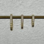 Özel Seri Zirkon Taşlı Üçlü Oval Halka Gold Küpe Seti