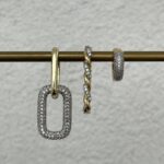 Özel Seri Zirkon Taşlı Geometrik Üçlü Halka Gold Küpe Seti