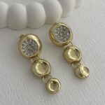 Özel Seri Zirkon Taşlı Üçlü Yuvarlak Tasarım Gold Küpe