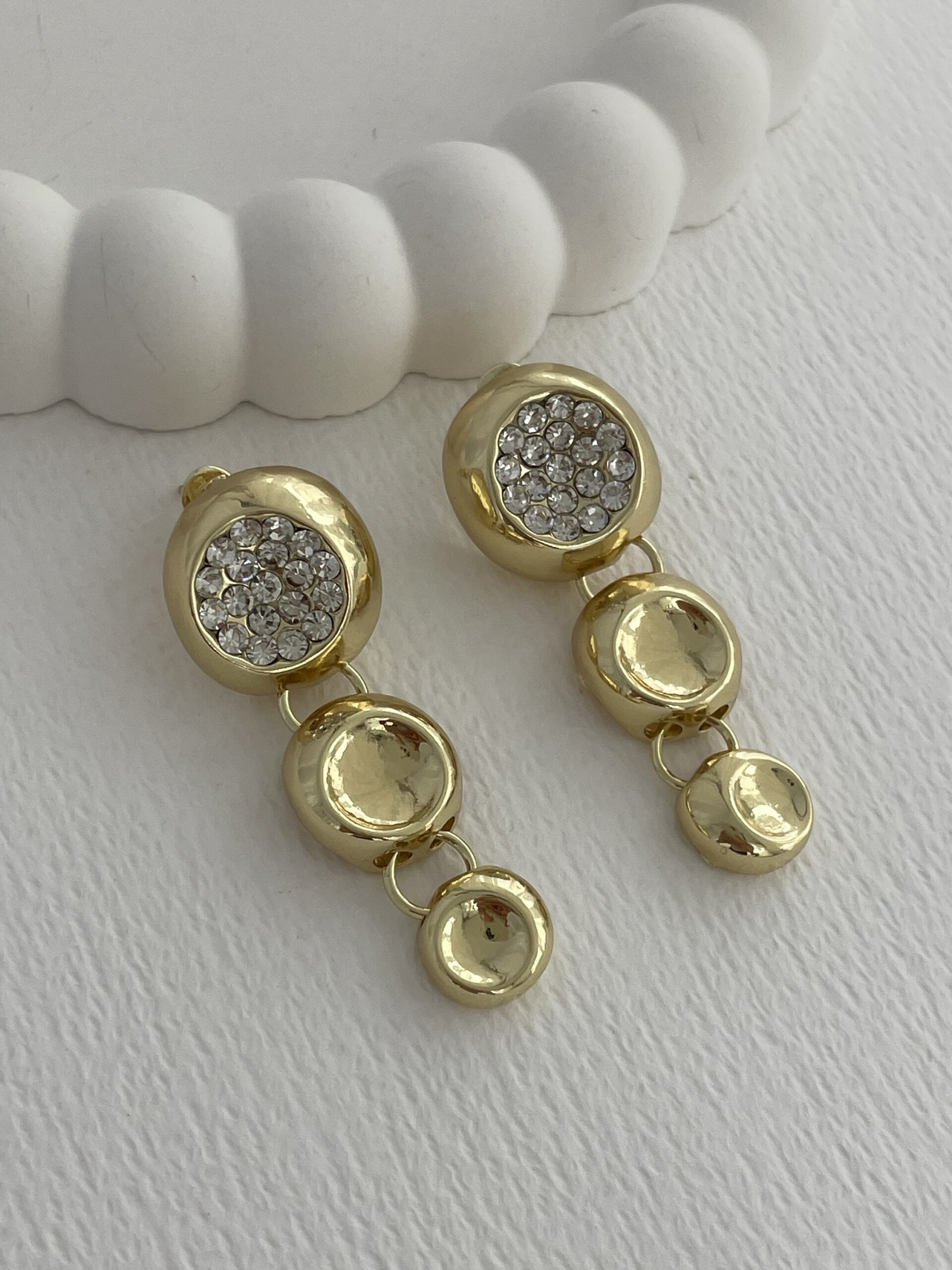 img_5735-4 Özel Seri Zirkon Taşlı Üçlü Yuvarlak Tasarım Gold Küpe