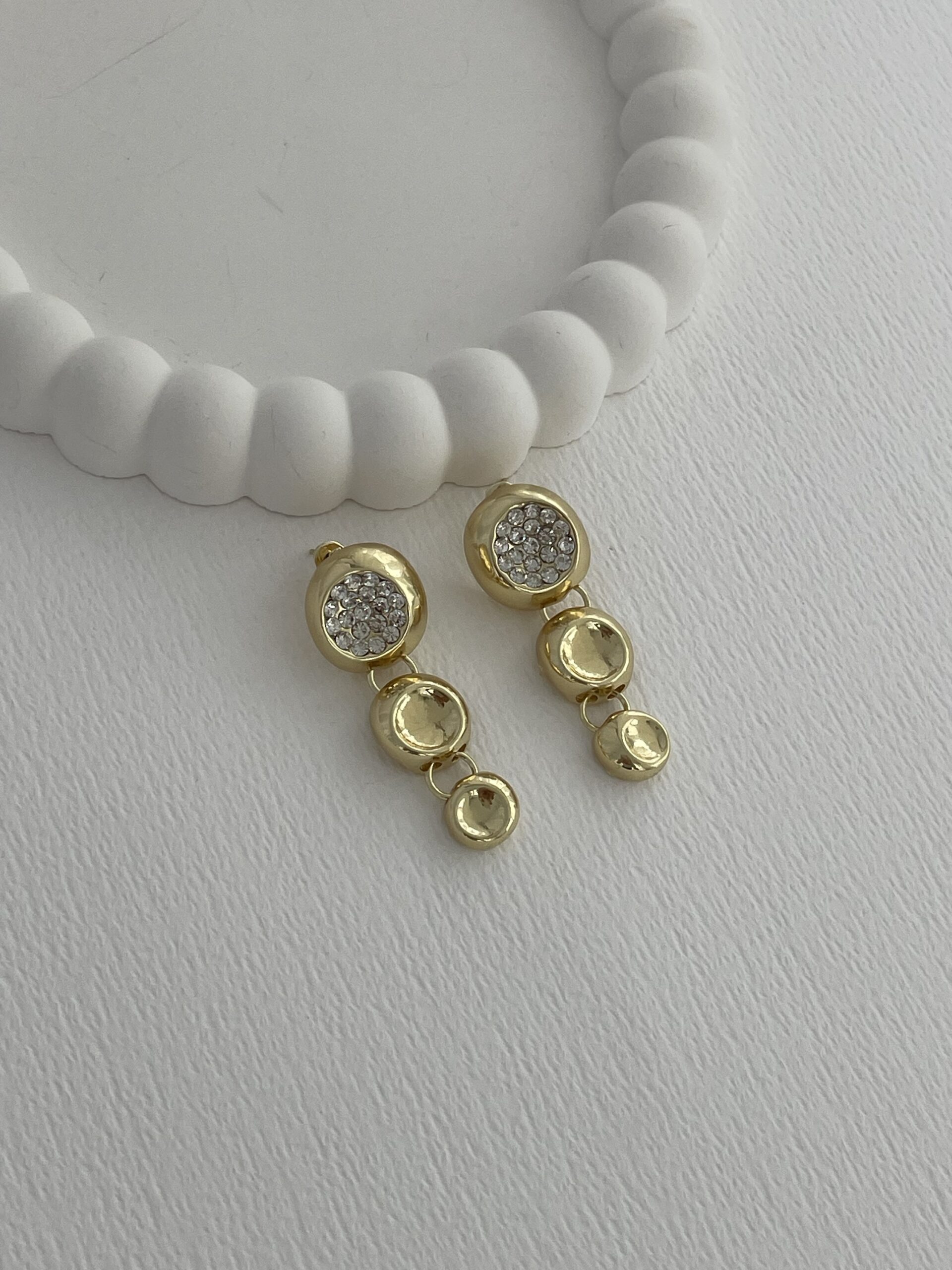 img_5737-3 Özel Seri Zirkon Taşlı Üçlü Yuvarlak Tasarım Gold Küpe