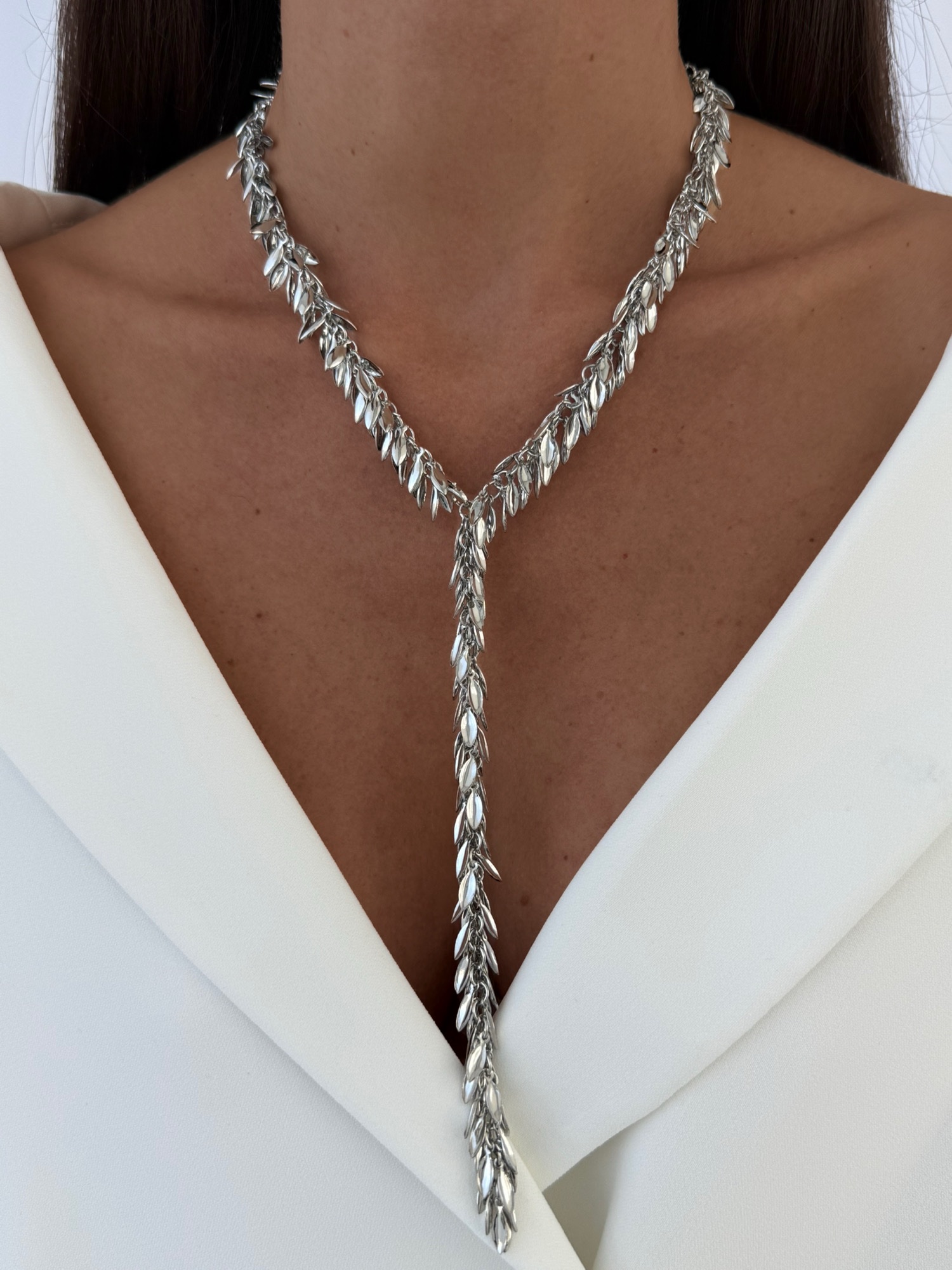 img_7886-4 Özel Seri Saçak Yaprak Tasarım Gümüş Y Kolye