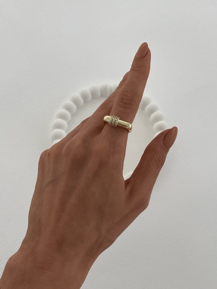 Özel Seri Zirkon Taşlı Marka Model Gold Ayarlanabilir Yüzük