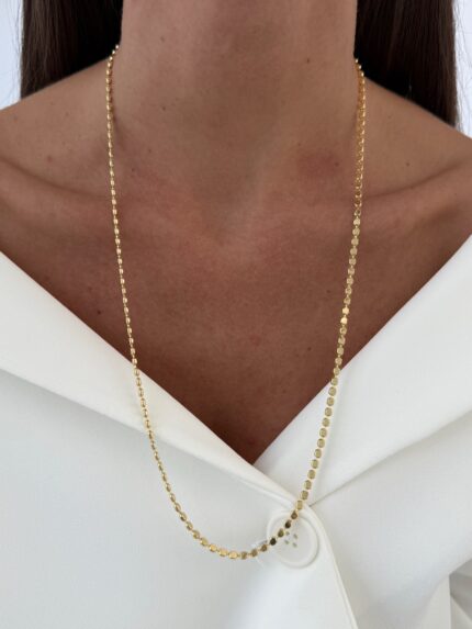 Özel Seri Ezme Yuvarlak Zincir Gold Kolye 60cm