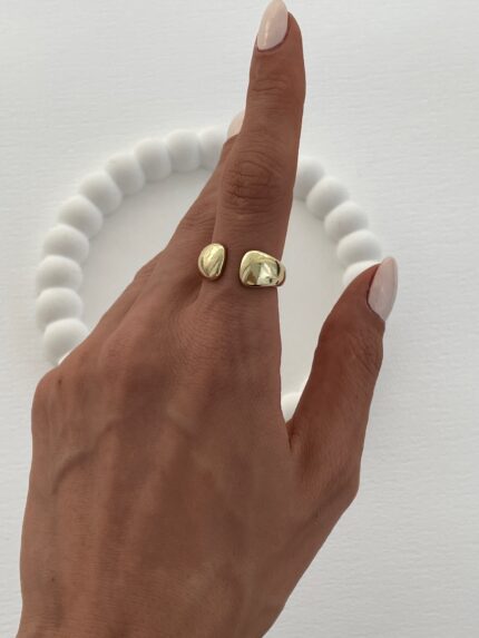 Özel Seri Damla Tasarım Gold Ayarlanabilir Yüzük