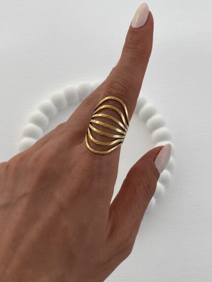 Özel Seri Kıvrım Detay Gold Ayarlanabilir Yüzük