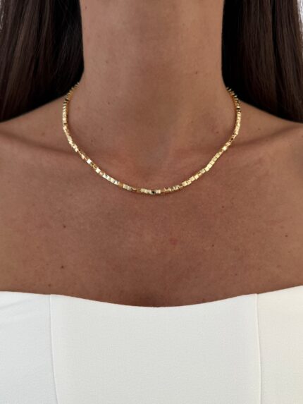 Özel Seri İnce Küp Tasarım Gold Kolye