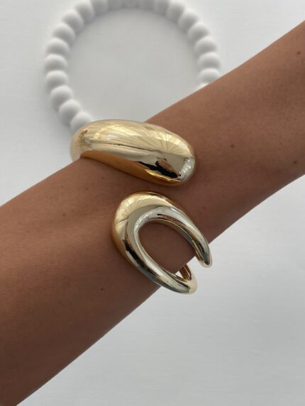 Özel Seri Damla Tasarım Gold Kelepçe Bileklik