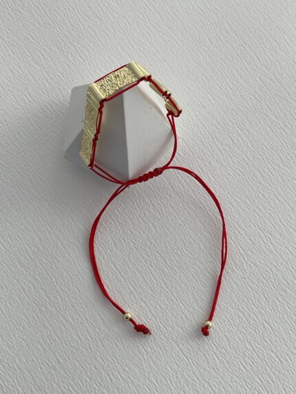 Özel Seri Gold Desenli Geometrik Tasarım Asansörlü Kırmızı Bileklik