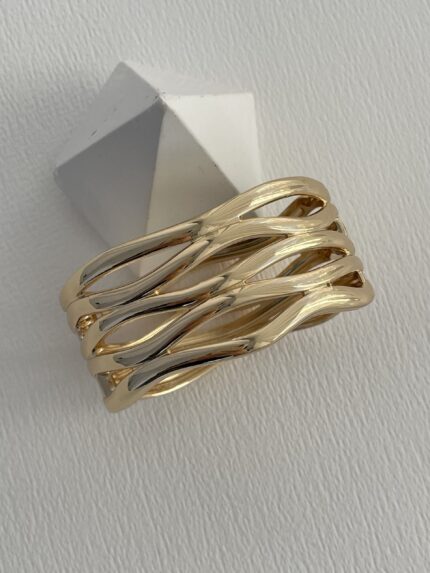 Özel Seri Kalın Kıvrım Tasarım Gold Kelepçe Bileklik