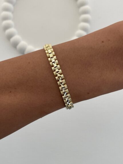 Özel Seri Desenli Geometrik Tasarım Gold Bileklik