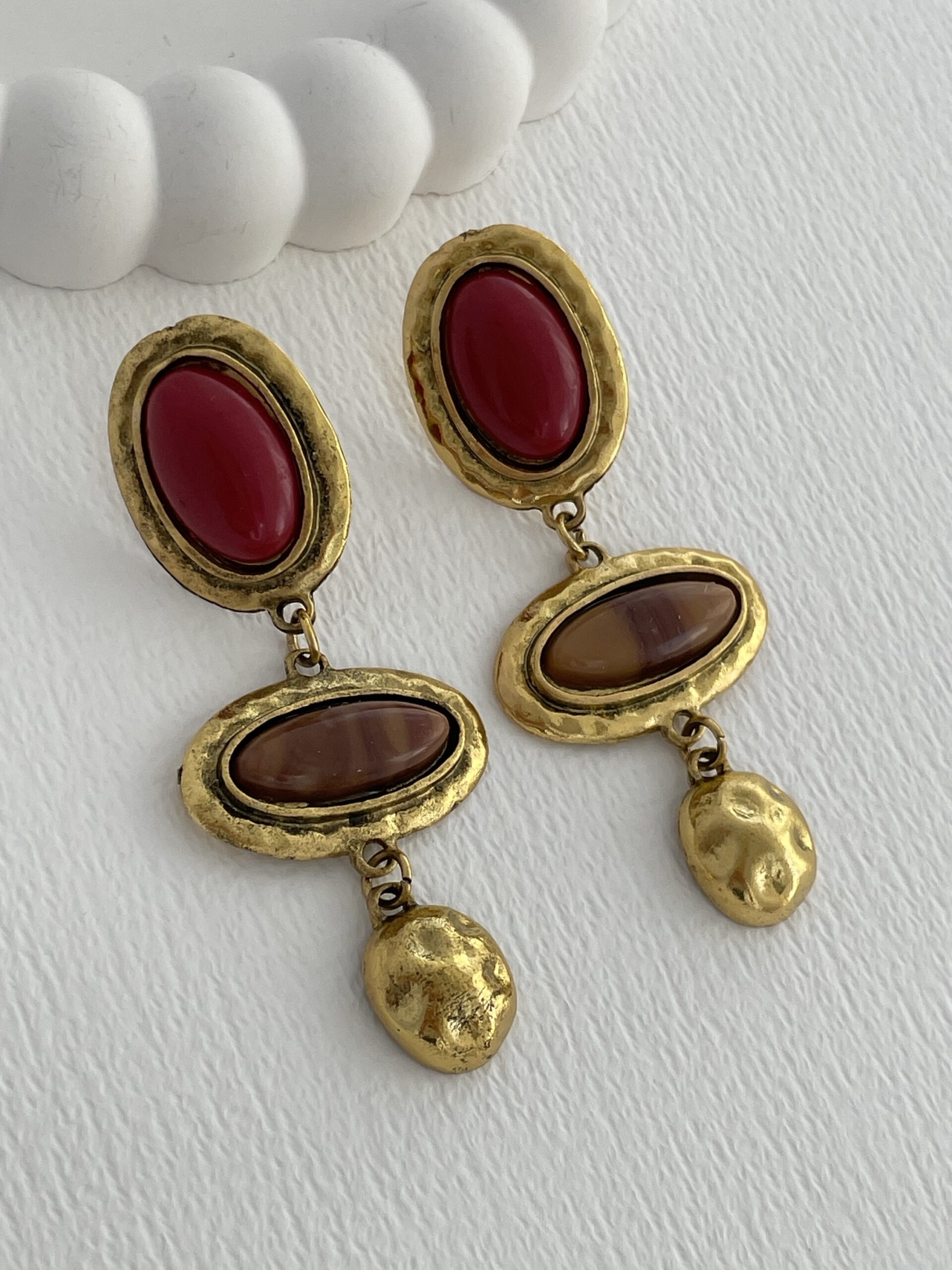 img_6838-3 Özel Seri Eskitme ZR Model Bordo & Gold Küpe