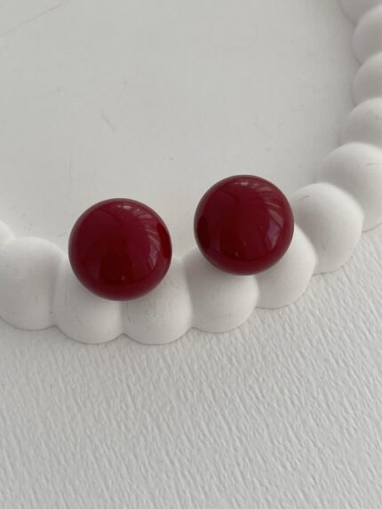 Özel Seri Gold Bordo Top Küpe