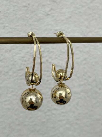 Özel Seri İkili Görünüm Gold Top Küpe