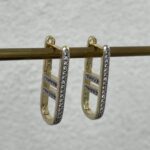 Özel Seri Zirkon Taşlı Marka Model Oval Gold Küpe