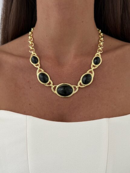 Özel Seri Siyah Mineli MNG Model Gold Kolye