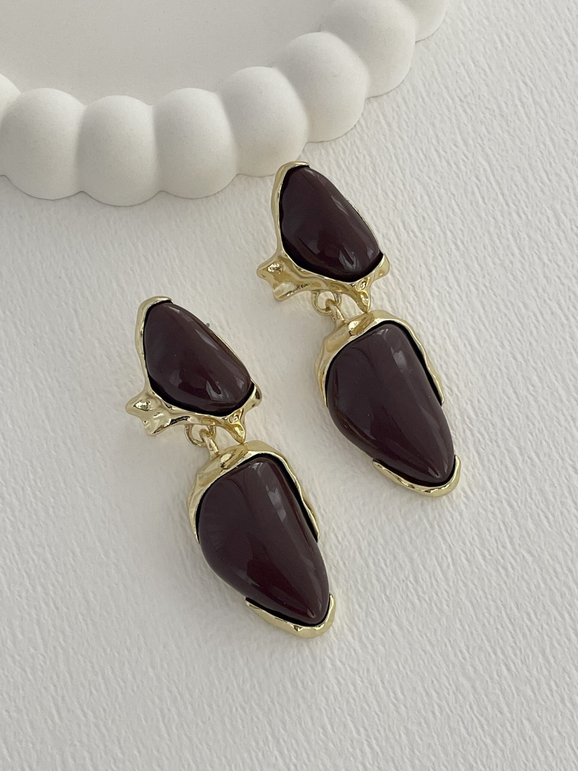 img_7826 Özel Seri Kahverengi Kemik Marka Model Gold Küpe