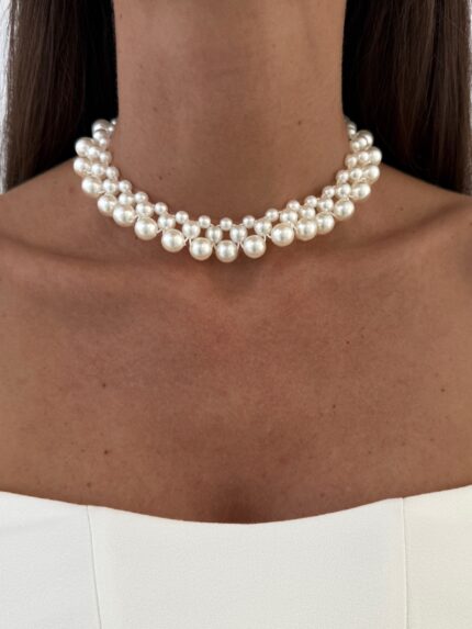 LP Özel Üretim Örme Tasarım İnci Kolye