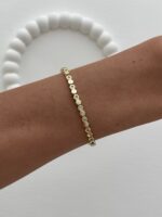Özel Seri İnce Zirkon Taşlı Altıgen Tasarım Gold Bileklik