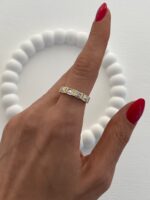 Özel Seri Kare Tasarım Zirkon Taşlı Ayarlanabilir Gold Yüzük
