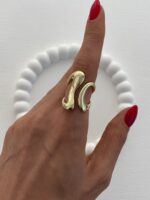 Özel Seri Soyut Tasarım Ayarlanabilir Gold Yüzük
