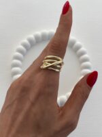Özel Seri Şerit Tasarım Ayarlanabilir Gold Yüzük