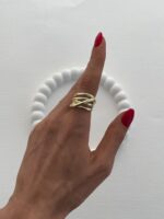 Özel Seri Şerit Tasarım Ayarlanabilir Gold Yüzük - Görsel 3
