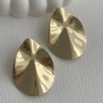 Özel Seri Soyut Oval Tasarım Gold Küpe