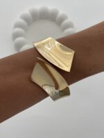 Özel Seri Geometrik Tasarım Gold Kelepçe Bileklik