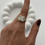 Özel Seri Kare Tasarım Zirkon Taşlı Ayarlanabilir Gold Yüzük
