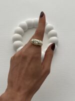 Özel Seri Geometrik Tasarım Baget Taşlı Ayarlanabilir Gold Yüzük - Görsel 3