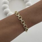 Özel Seri Zirkon Taşlı Zincir Model Gold Kelepçe Bileklik