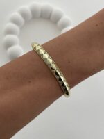 Özel Seri Zirkon Taşlı Üçgen Tasarım Gold Kelepçe Bileklik