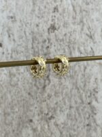 Özel Seri Zirkon Taşlı Mini Kalın Gold Halka Küpe - Görsel 4