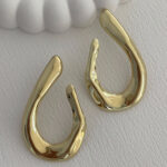 Özel Seri Soyut Tasarım Oval Gold Küpe