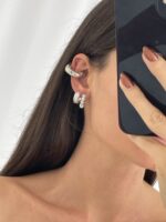 Özel Seri Zirkon Taşlı Kalın Gümüş Earcuff Küpe - Görsel 2