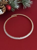 Özel Seri Damla Taş Model Gold Choker Kolye - Görsel 3