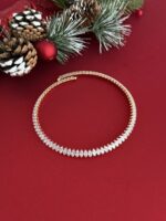 Özel Seri Damla Taş Model Gold Choker Kolye - Görsel 5