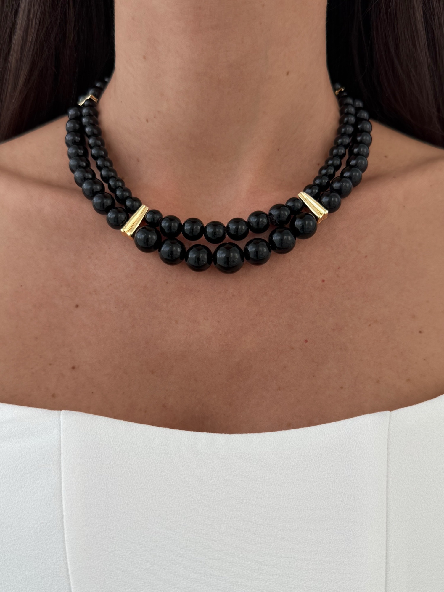 img_6474-2 Özel Seri Siyah Top Detay İkili Gold Kolye