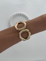 Özel Seri İçi Boş Damla Tasarım Gold Kelepçe Bileklik - Görsel 4