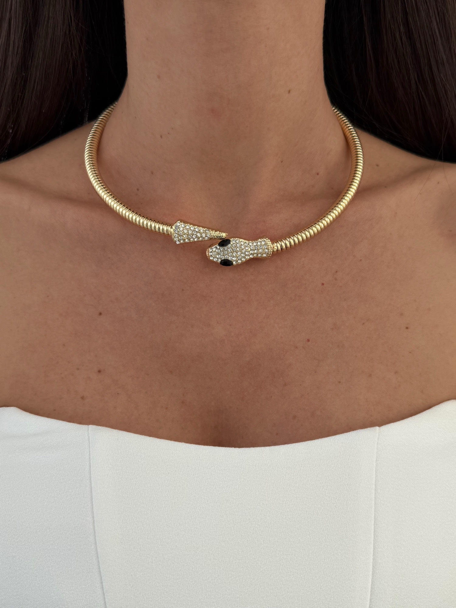 img_6733-5 Özel Seri Zirkon Taşlı Yılan Tasarım Gold Choker Kolye