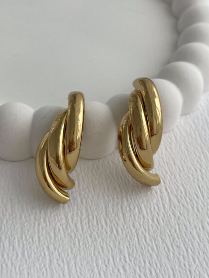 Çelik Sarmal Tasarım Gold Küpe