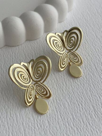 Özel Seri Kelebek Tasarım Gold Füsun Küpe