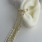 Özel Seri Ezme Zincir Sallantılı Gold Earcuff Küpe