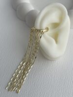 Özel Seri Ezme Zincir Sallantılı Gold Earcuff Küpe