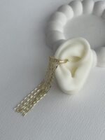 Özel Seri Ezme Zincir Sallantılı Gold Earcuff Küpe - Görsel 2