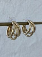 Özel Seri Küçük Boy Üçlü Halka Gold Küpe - Görsel 2