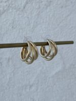 Özel Seri Küçük Boy Üçlü Halka Gold Küpe - Görsel 4