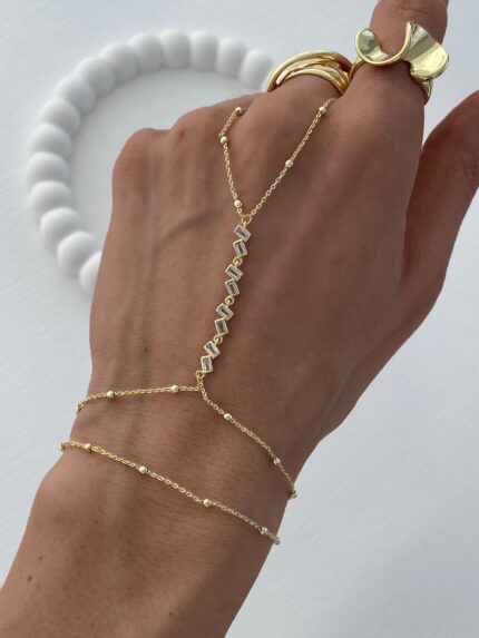 Özel Seri Baget Taşlı Minik Top Detay Gold Şahmeran