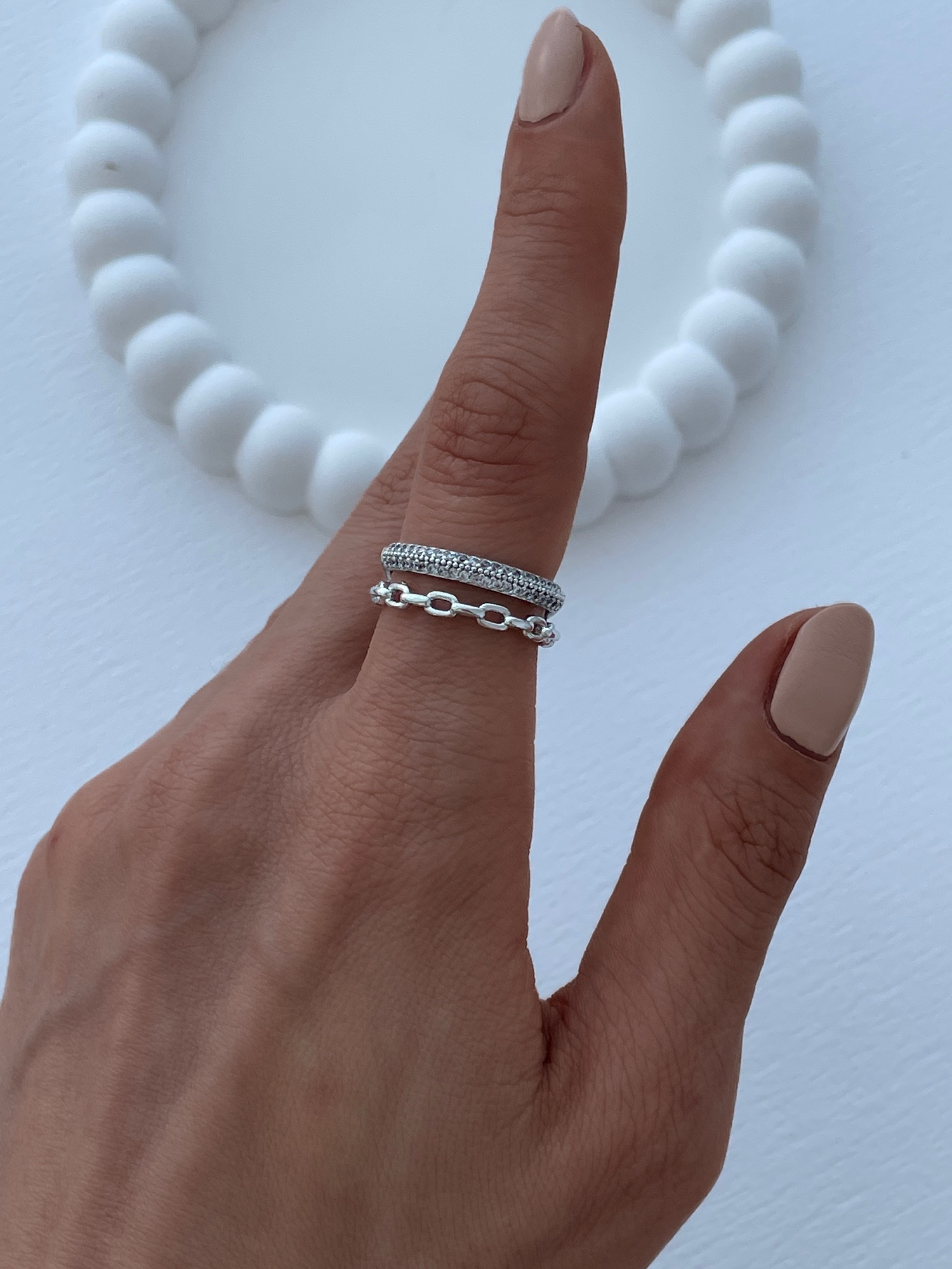 img_3962-4 Özel Seri Zirkon Taşlı Zincir Tasarım Ayarlanabilir Gümüş Yüzük